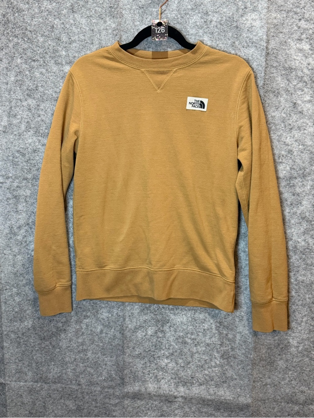 The North Face Women’s S Tan Crewneck Sweatshirt Logo Patch Outdoor Casual